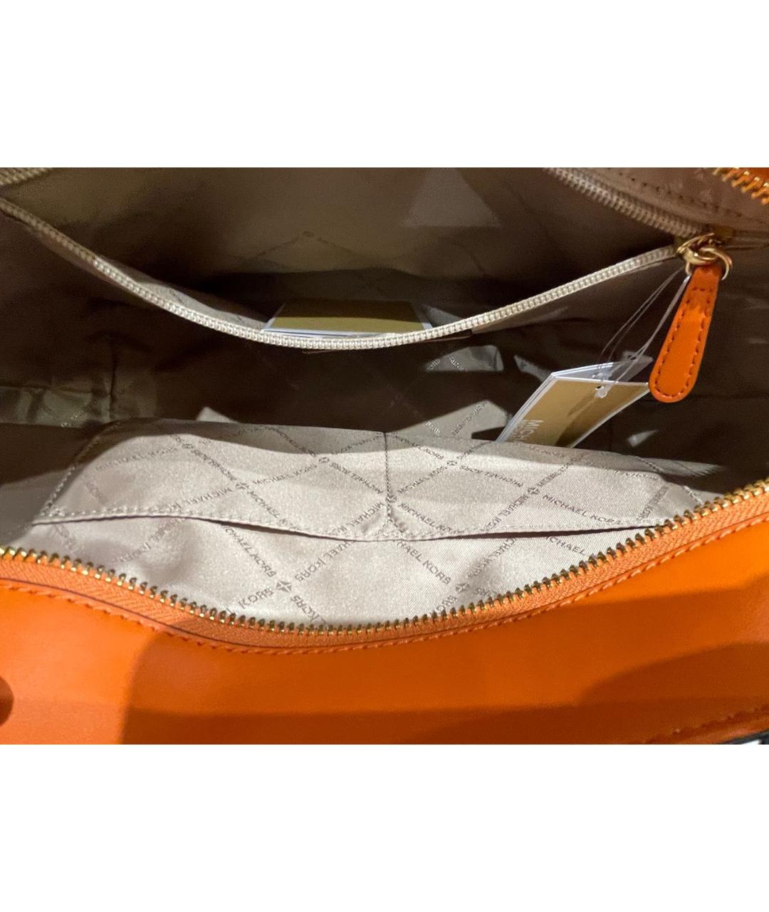 MICHAEL MICHAEL KORS Оранжевая кожаная сумка тоут, фото 5