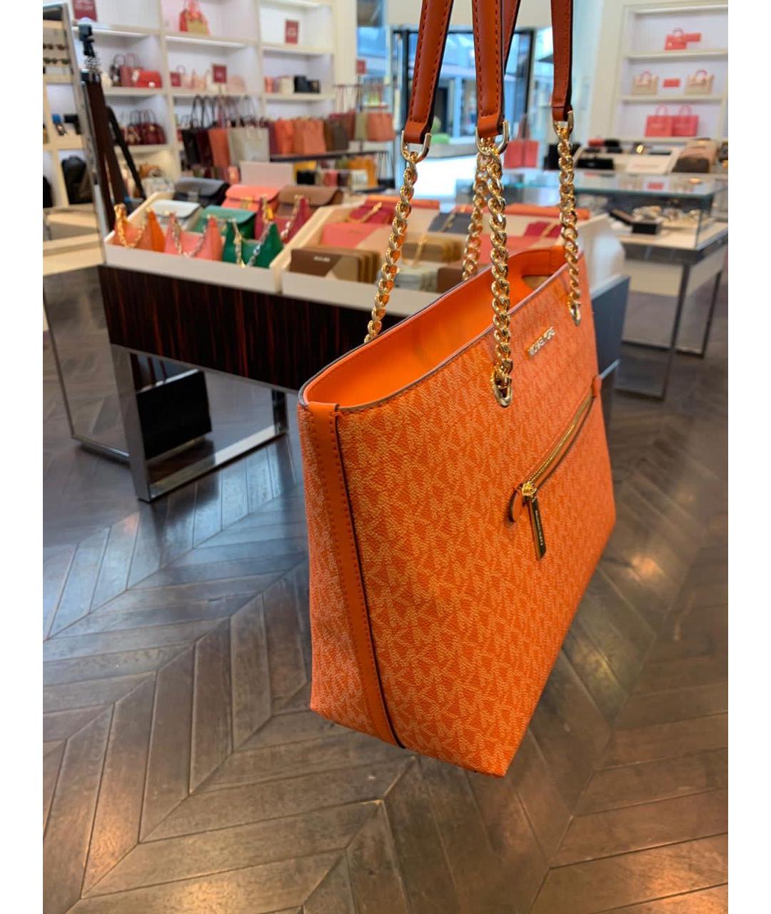 MICHAEL MICHAEL KORS Оранжевая кожаная сумка тоут, фото 2