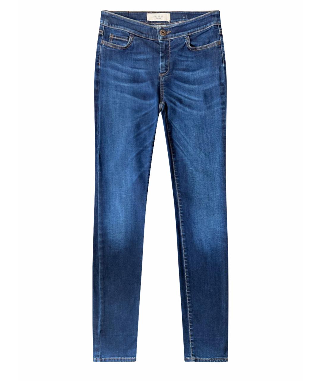 WEEKEND MAX MARA Темно-синие хлопко-эластановые джинсы слим, фото 1