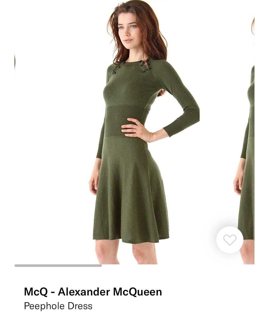 MCQ ALEXANDER MCQUEEN Хаки шерстяное повседневное платье, фото 3