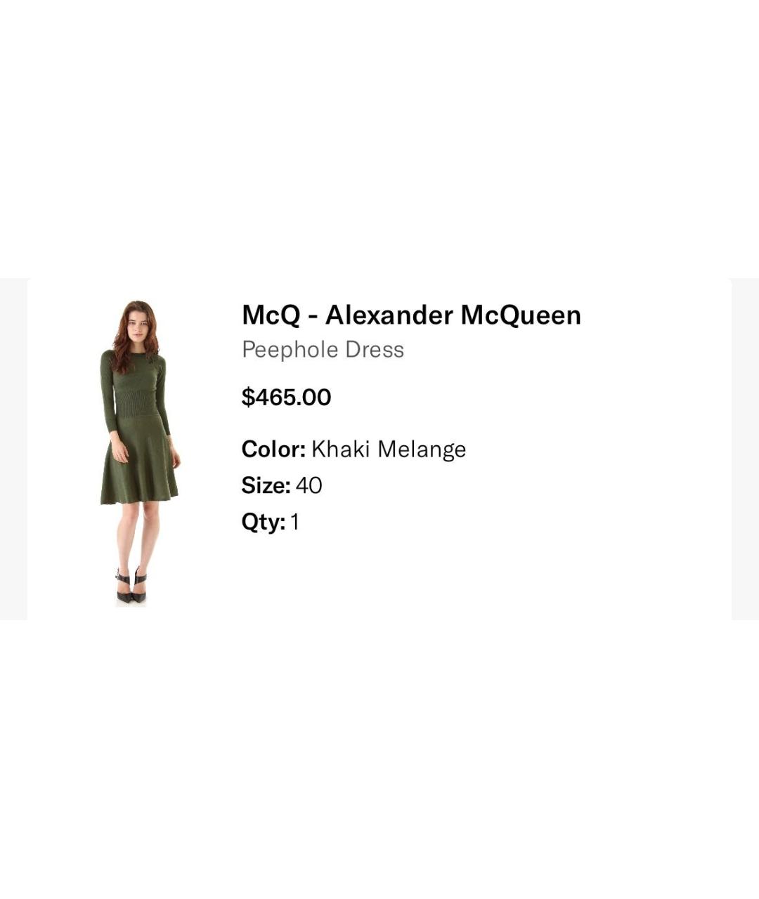 MCQ ALEXANDER MCQUEEN Хаки шерстяное повседневное платье, фото 4