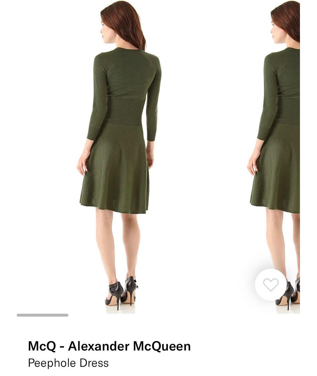 MCQ ALEXANDER MCQUEEN Хаки шерстяное повседневное платье, фото 2