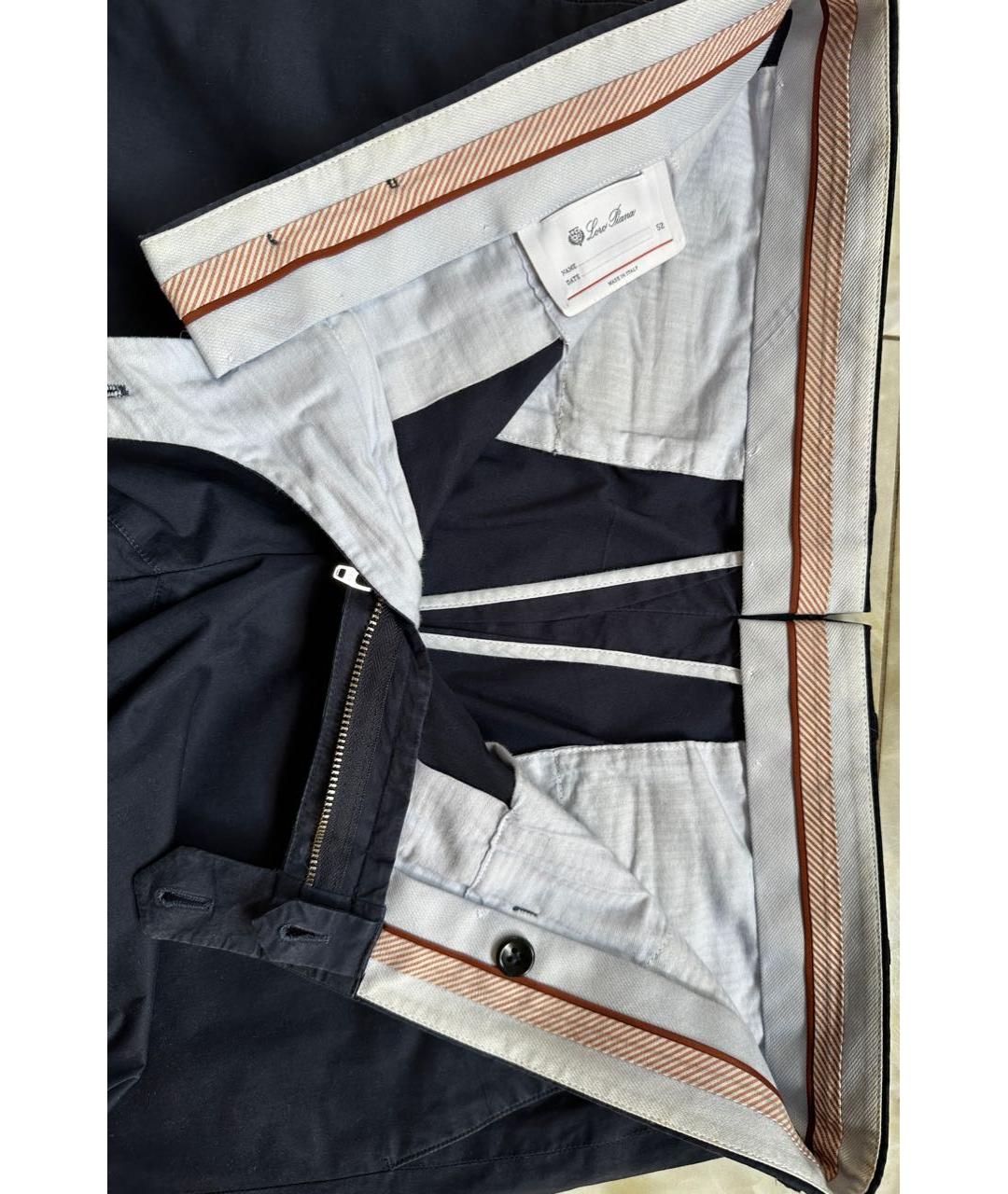 LORO PIANA Темно-синие хлопковые повседневные брюки, фото 3