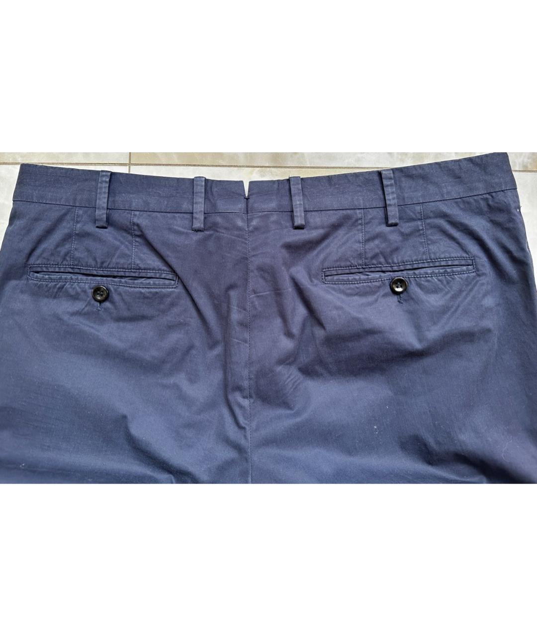 LORO PIANA Темно-синие хлопковые повседневные брюки, фото 4