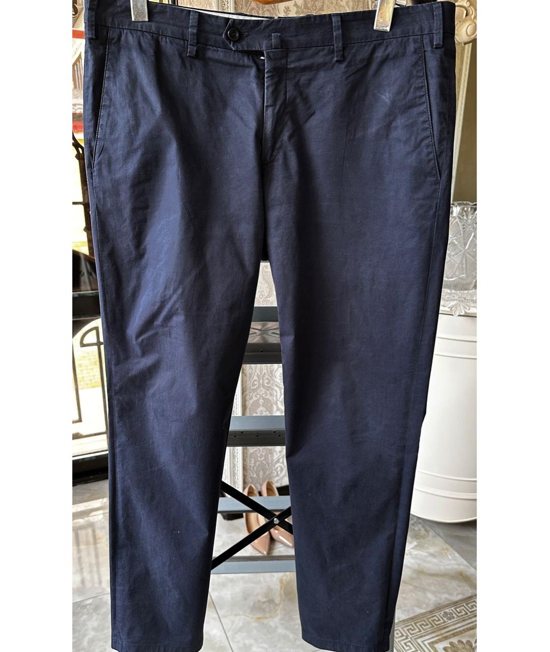 LORO PIANA Темно-синие хлопковые повседневные брюки, фото 8