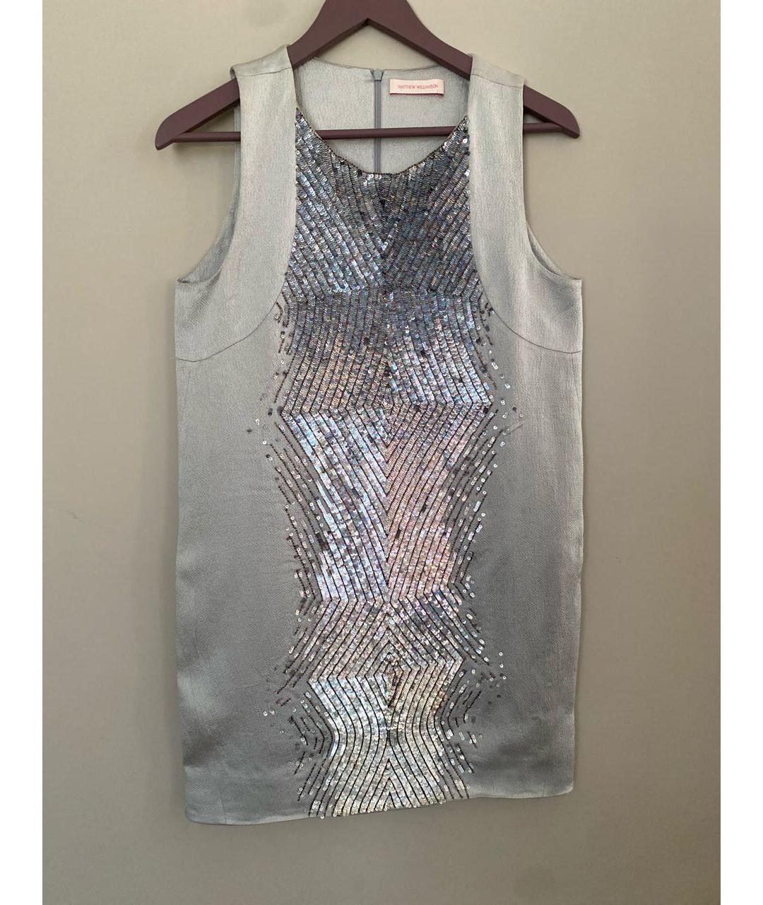 MATTHEW WILLIAMSON Серебряное вискозное коктейльное платье, фото 4