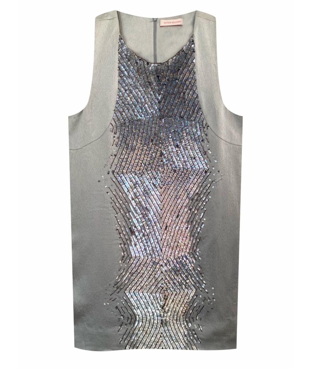 MATTHEW WILLIAMSON Серебряное вискозное коктейльное платье, фото 1