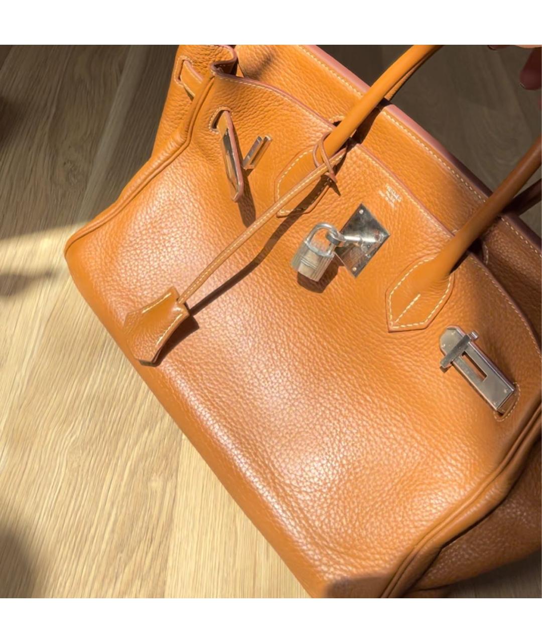 HERMES PRE-OWNED Золотая кожаная сумка с короткими ручками, фото 4