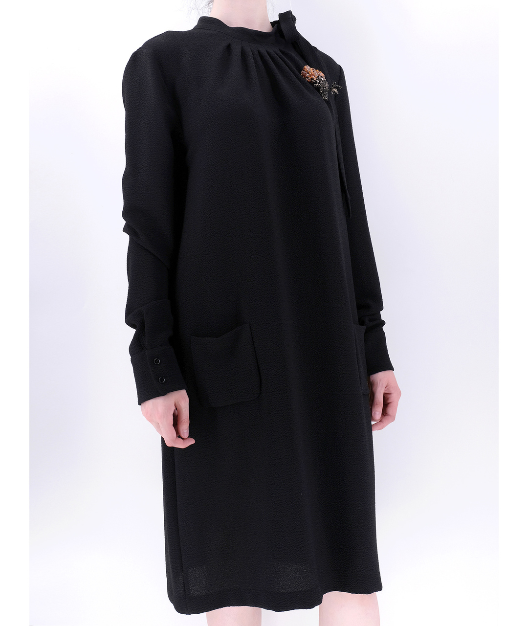 ROCHAS Черное полиэстеровое повседневное платье, фото 2