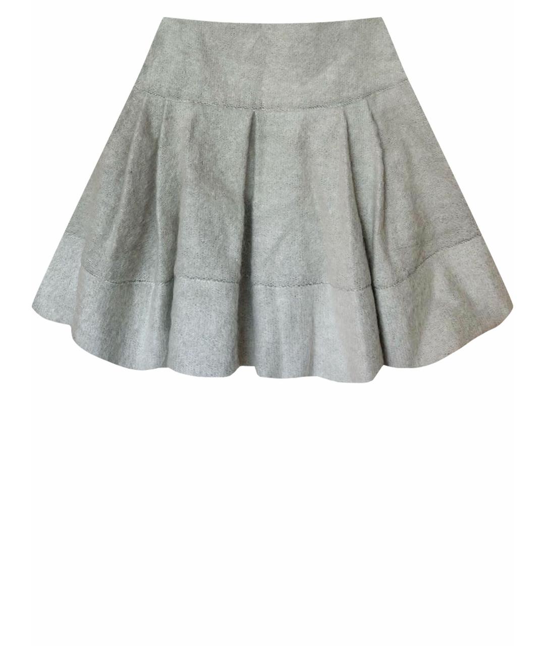 MARKUS LUPFER Серая шерстяная юбка мини, фото 1