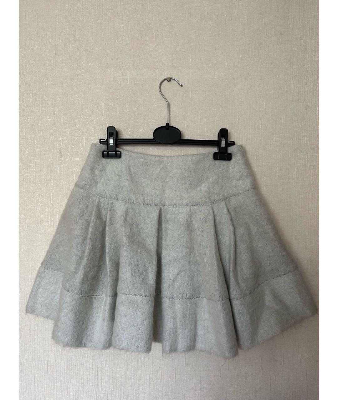 MARKUS LUPFER Серая шерстяная юбка мини, фото 5