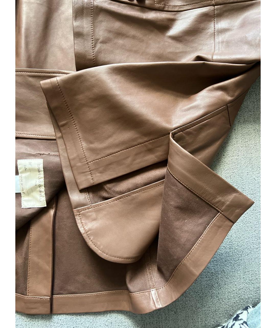 BRUNELLO CUCINELLI Коричневый кожаный пиджак, фото 7