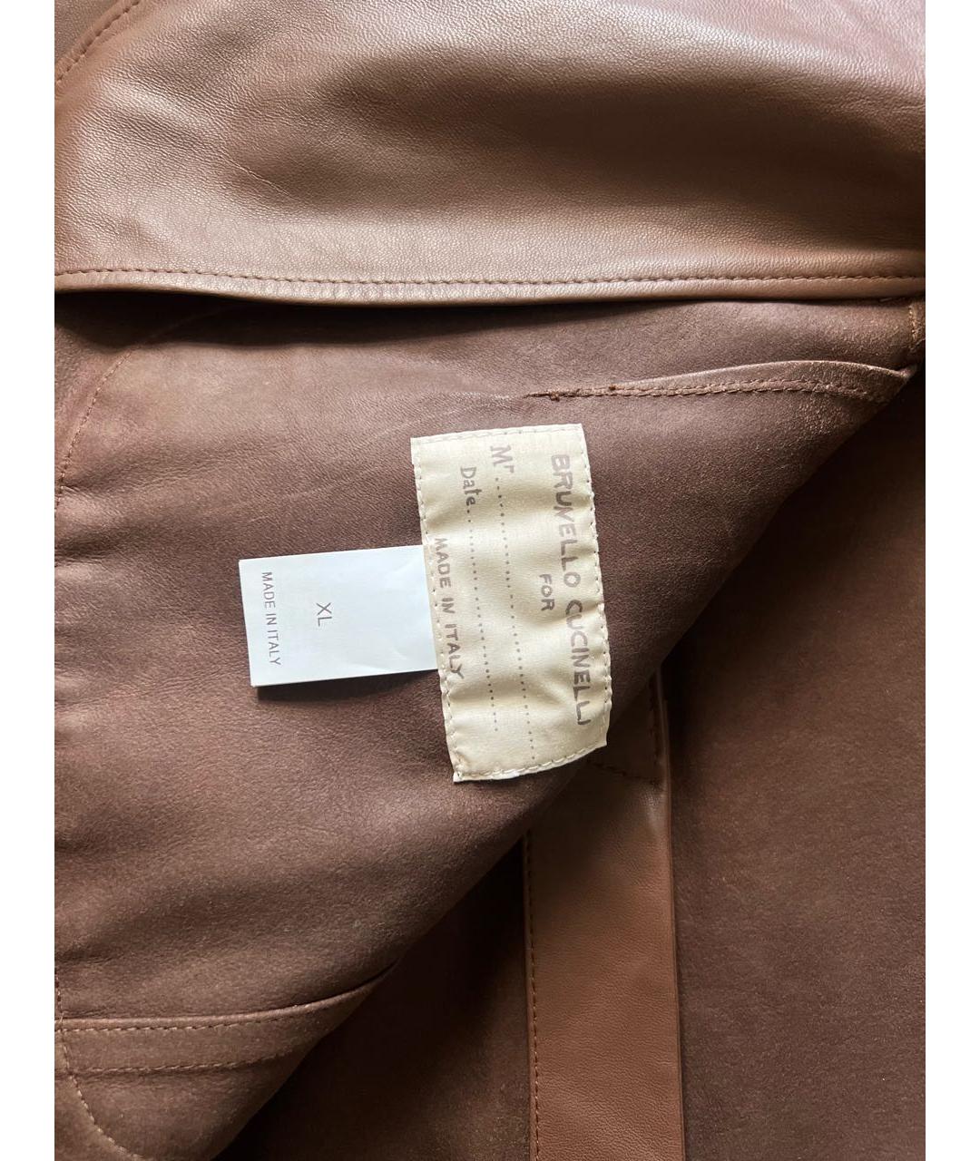 BRUNELLO CUCINELLI Коричневый кожаный пиджак, фото 6