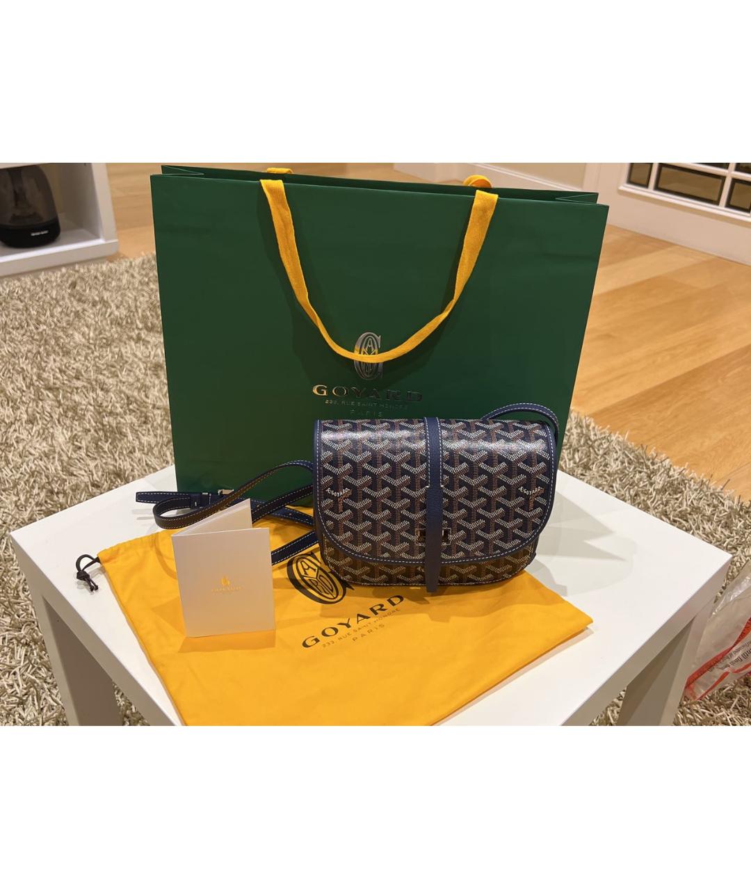 GOYARD Темно-синяя кожаная сумка на плечо, фото 2