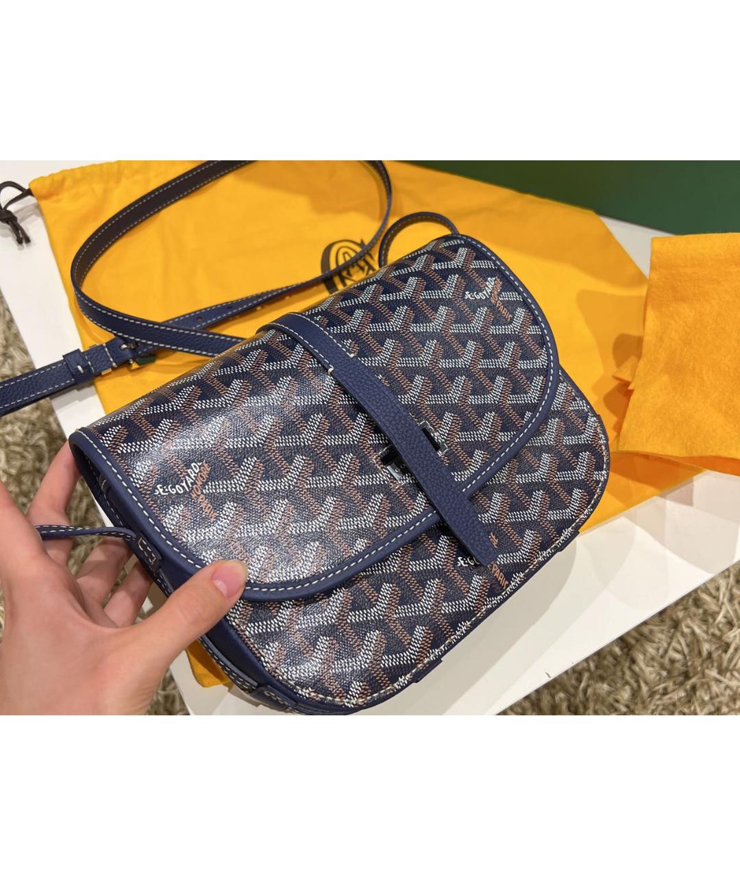 GOYARD Темно-синяя кожаная сумка на плечо, фото 8