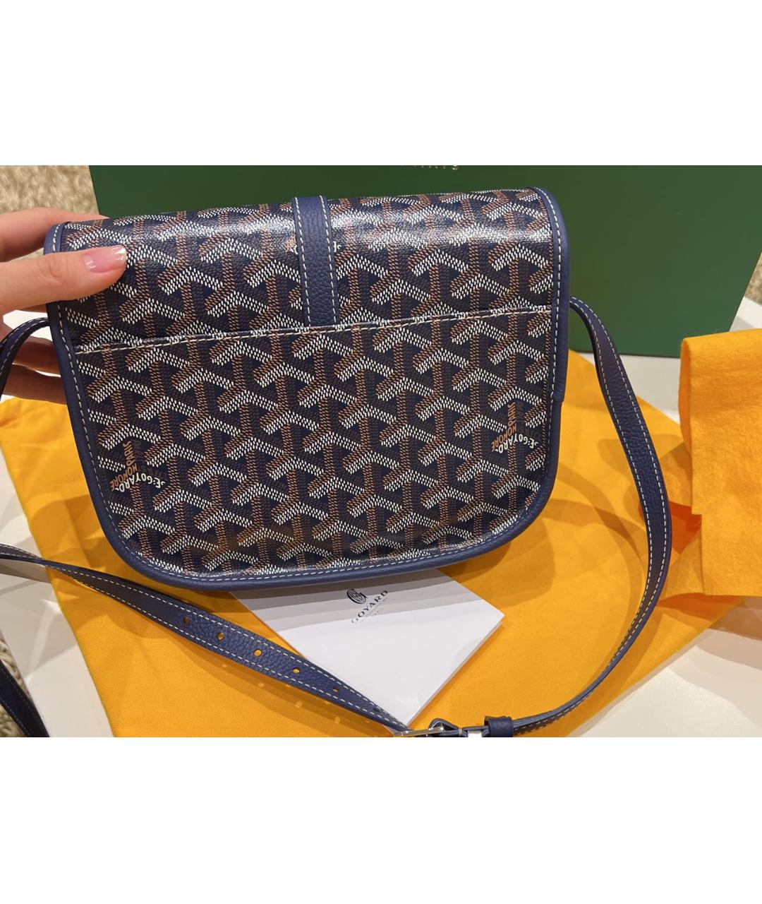 GOYARD Темно-синяя кожаная сумка на плечо, фото 3