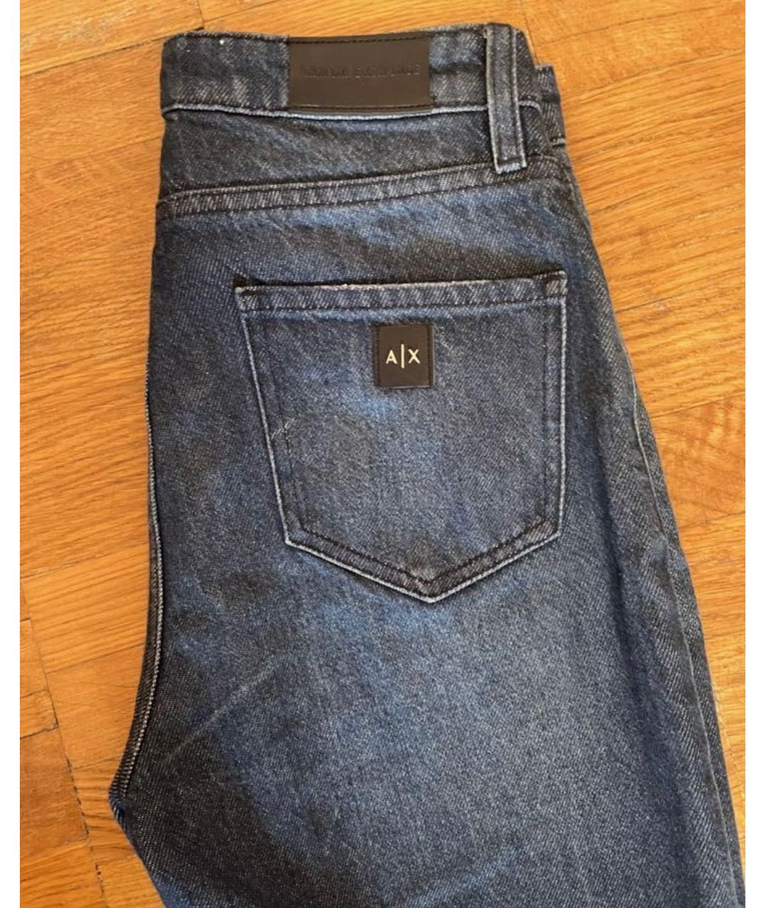 ARMANI EXCHANGE Темно-синие хлопко-эластановые джинсы слим, фото 4