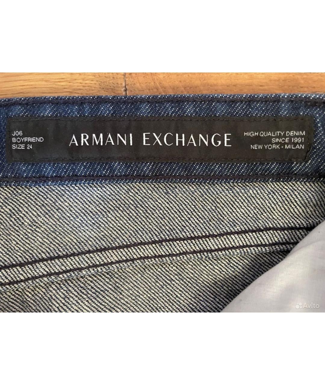 ARMANI EXCHANGE Темно-синие хлопко-эластановые джинсы слим, фото 3