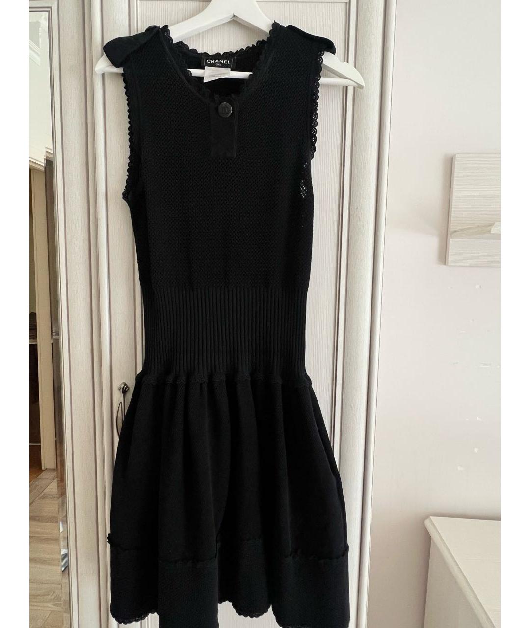 CHANEL Черное хлопковое повседневное платье, фото 2