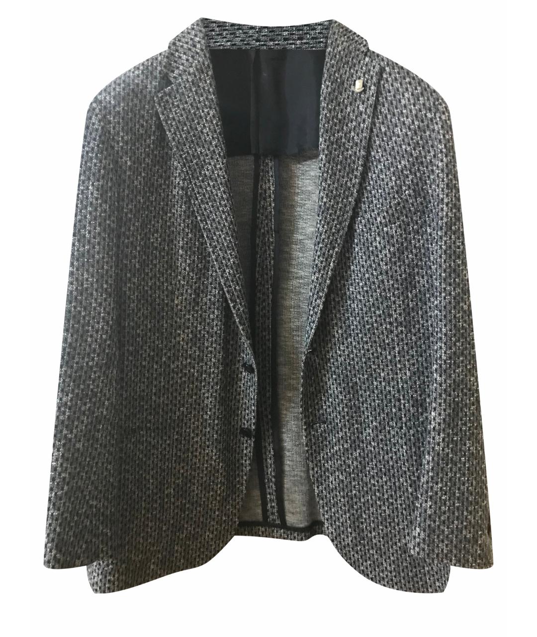TAGLIATORE Серый хлопковый пиджак, фото 1