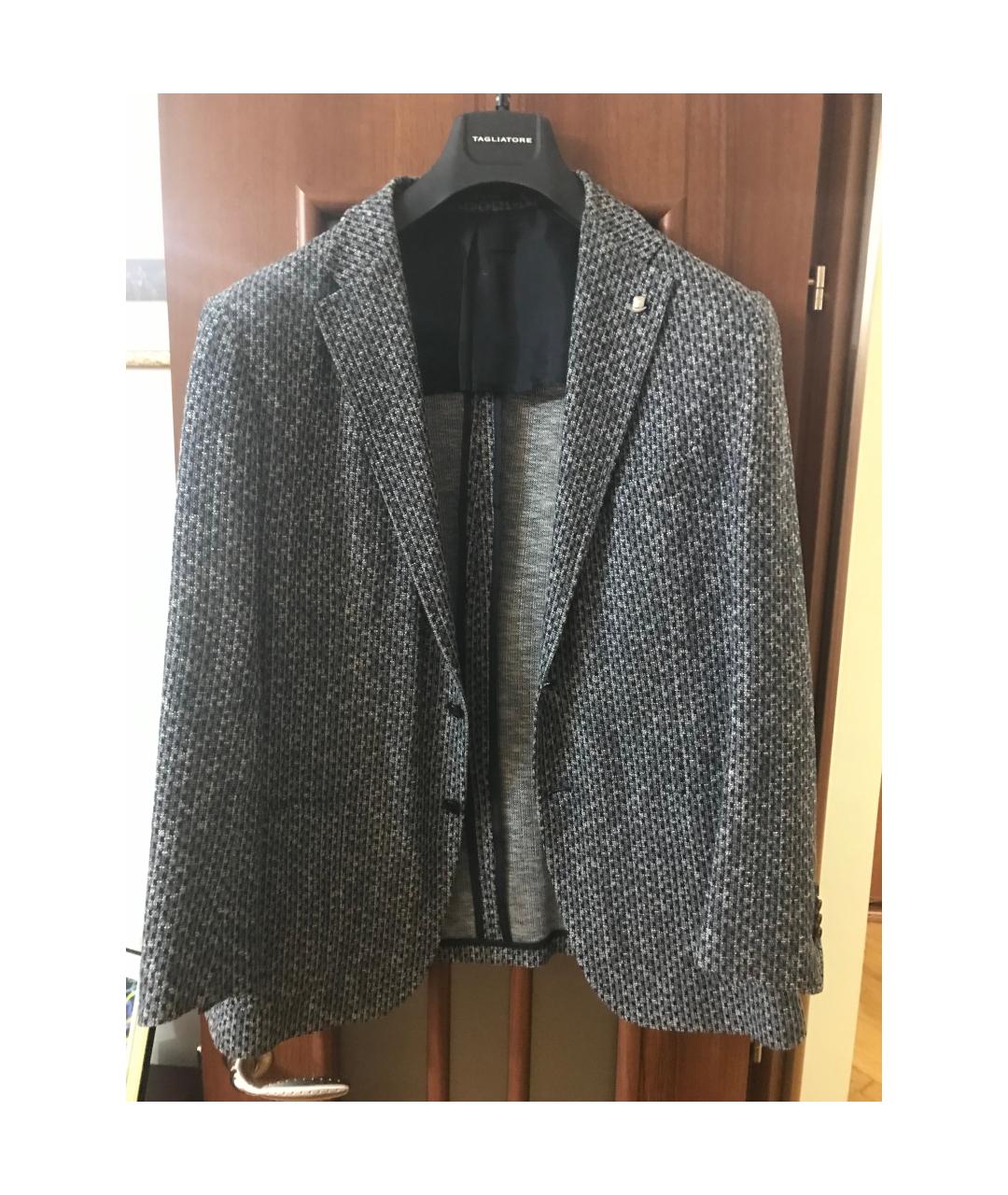 TAGLIATORE Серый хлопковый пиджак, фото 5