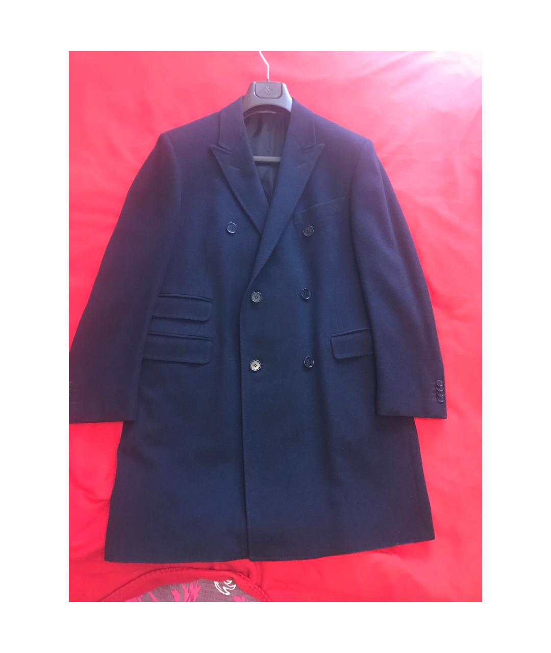 CANALI Темно-синее шерстяное пальто, фото 5