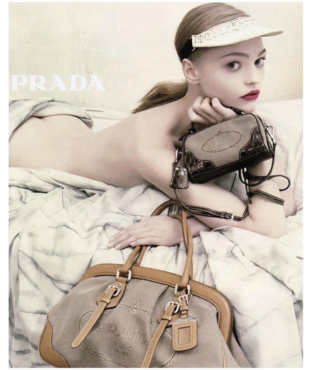 PRADA VINTAGE Коричневая сумка с короткими ручками, фото 7