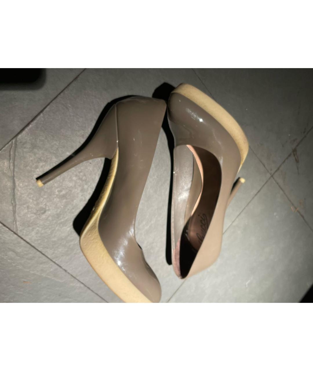 GUCCI Серые туфли из лакированной кожи, фото 5
