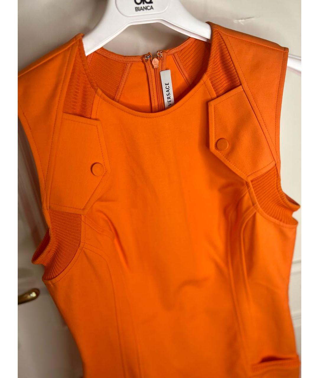 VERSACE Оранжевое хлопковое повседневное платье, фото 3