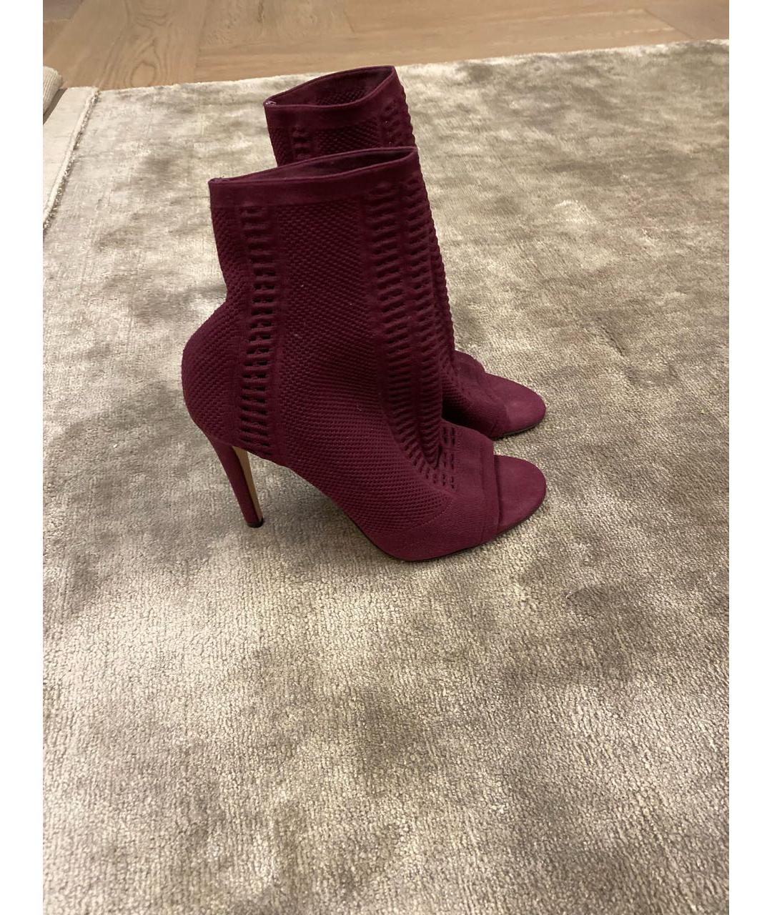 GIANVITO ROSSI Бордовые текстильные босоножки, фото 5