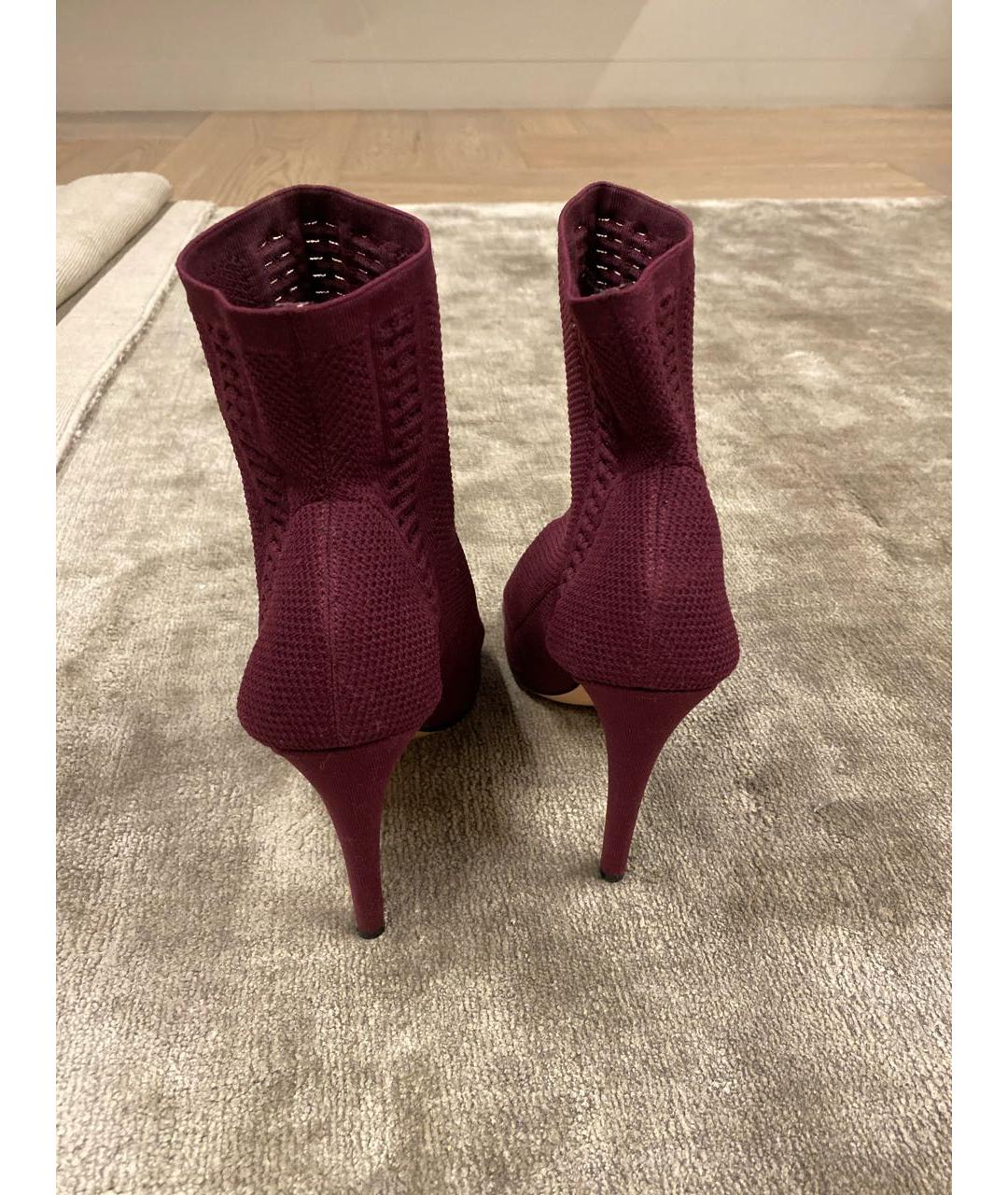 GIANVITO ROSSI Бордовые текстильные босоножки, фото 4