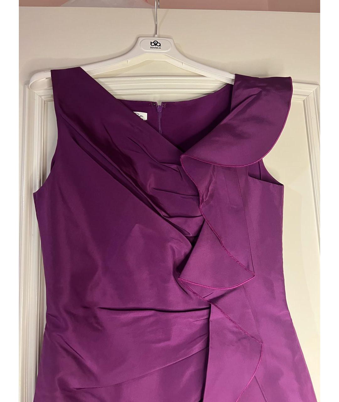 OSCAR DE LA RENTA Фиолетовое шелковое платье, фото 3