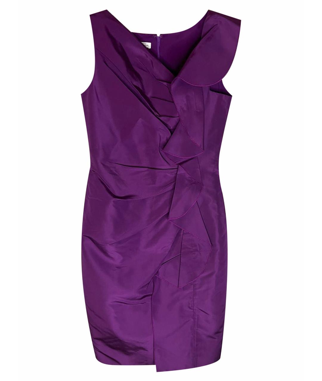 OSCAR DE LA RENTA Фиолетовое шелковое платье, фото 1