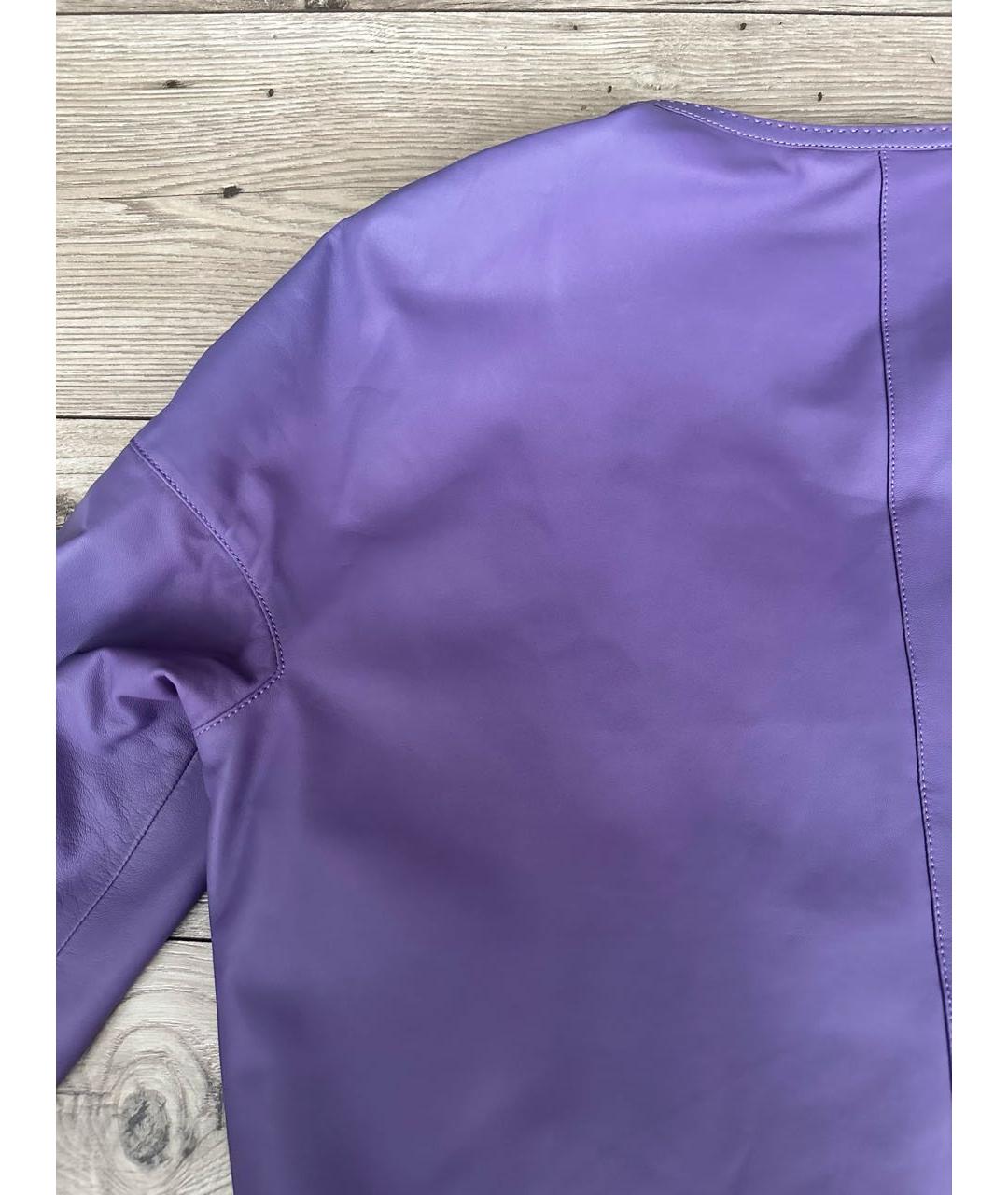 LORO PIANA Фиолетовая кожаная куртка, фото 3