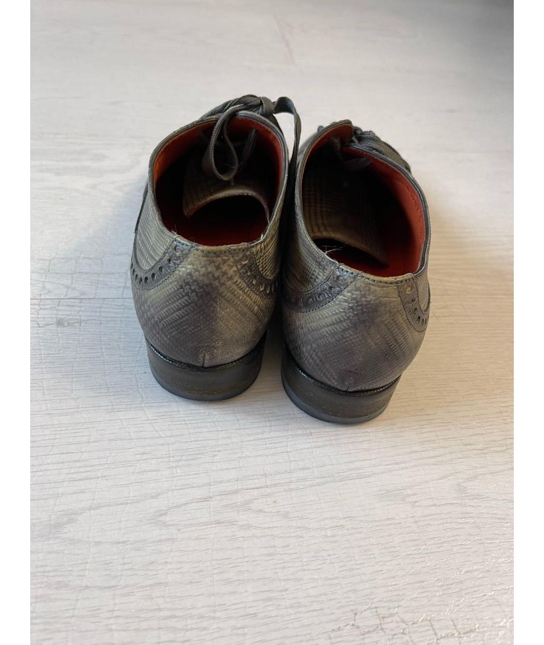 SANTONI Серые кожаные ботинки, фото 2