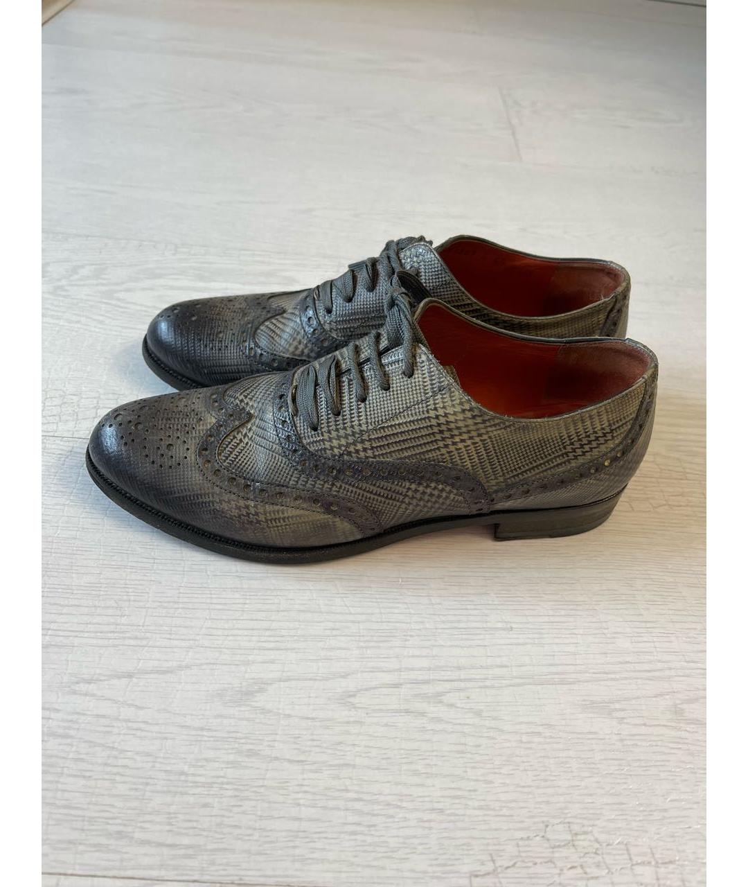 SANTONI Серые кожаные ботинки, фото 6