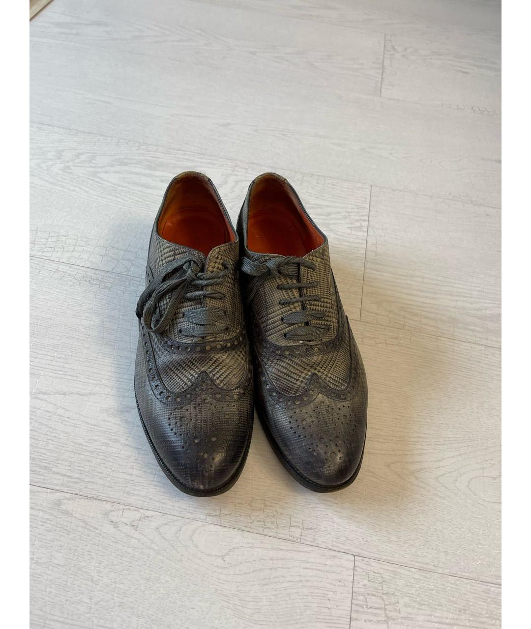 SANTONI Серые кожаные ботинки, фото 4