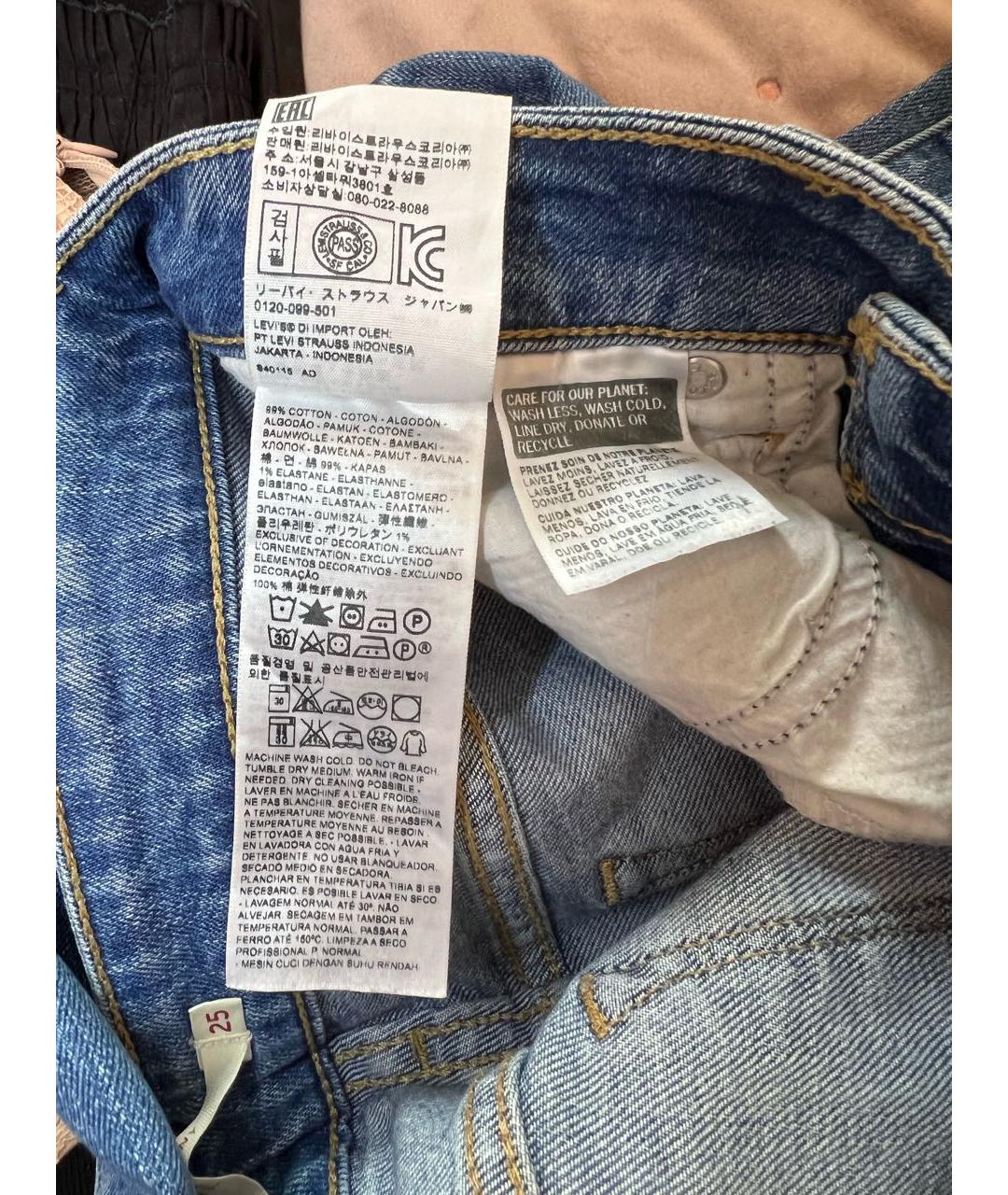 LEVI'S Голубые хлопко-эластановые джинсы слим, фото 7