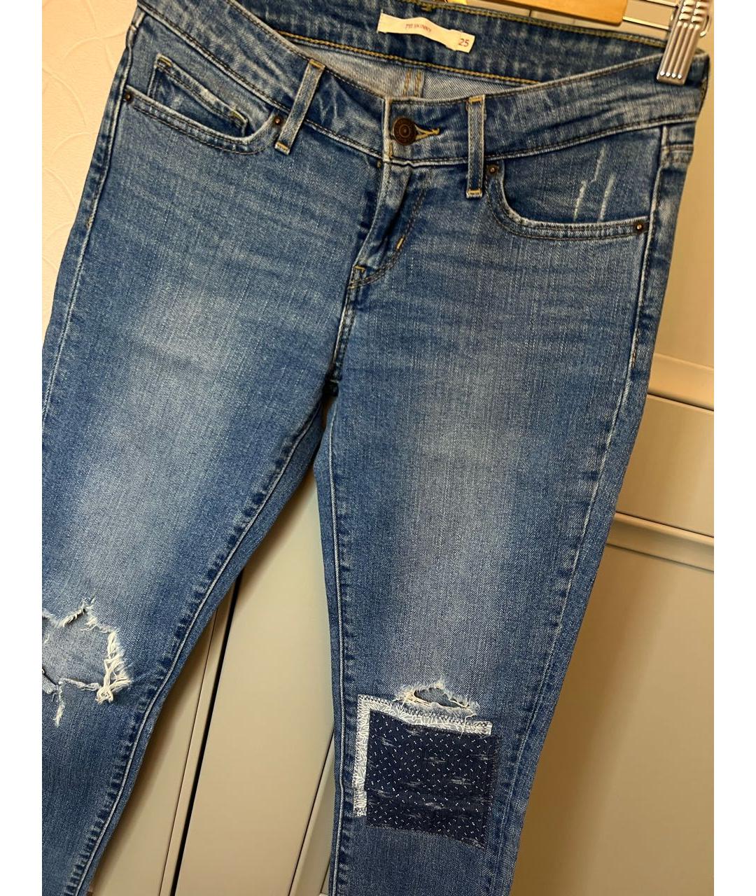 LEVI'S Голубые хлопко-эластановые джинсы слим, фото 2
