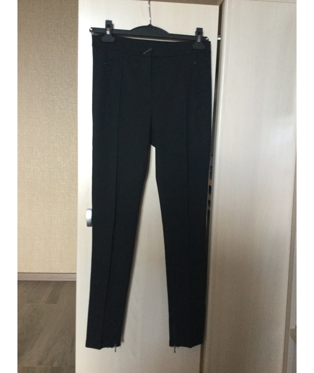 SPORTMAX Черные хлопко-эластановые брюки узкие, фото 5
