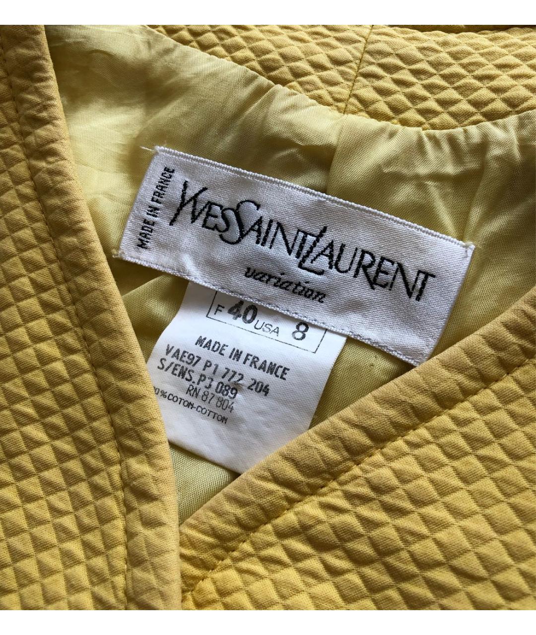 YVES SAINT LAURENT VINTAGE Желтый хлопковый жакет/пиджак, фото 3