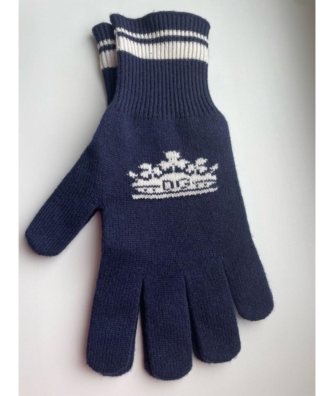 DOLCE&GABBANA Темно-синие кашемировые перчатки, фото 3