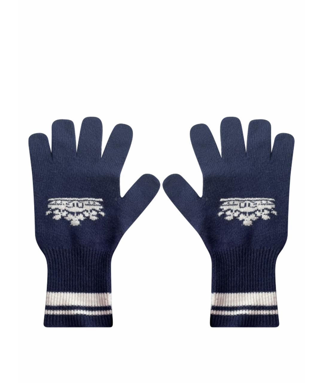 DOLCE&GABBANA Темно-синие кашемировые перчатки, фото 1