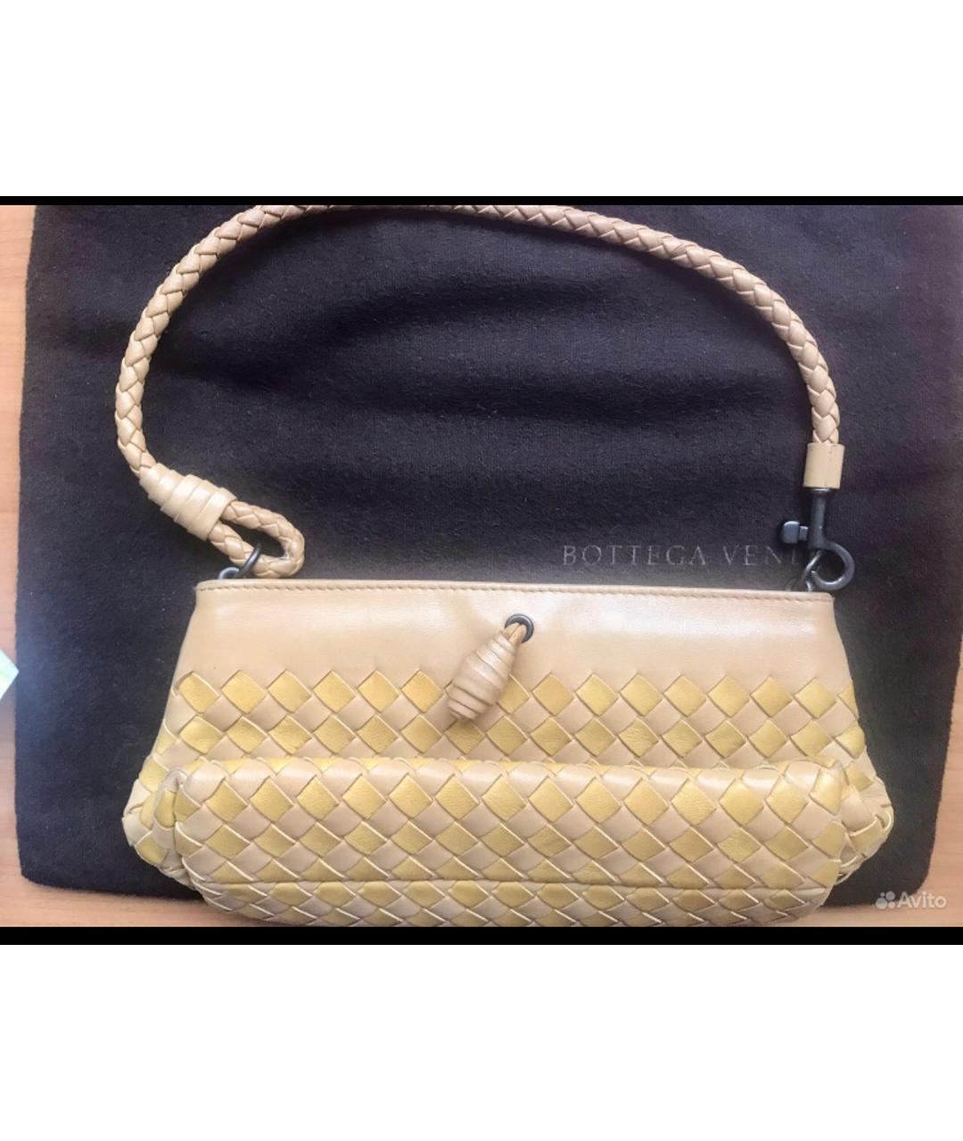 BOTTEGA VENETA Бежевая кожаная сумка с короткими ручками, фото 9