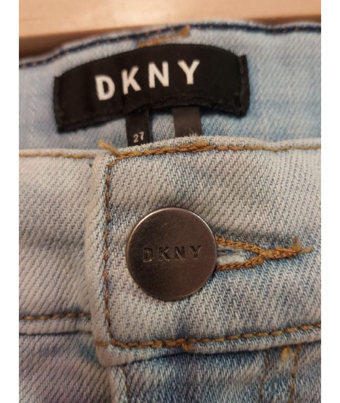 DKNY Голубые хлопко-эластановые прямые джинсы, фото 4