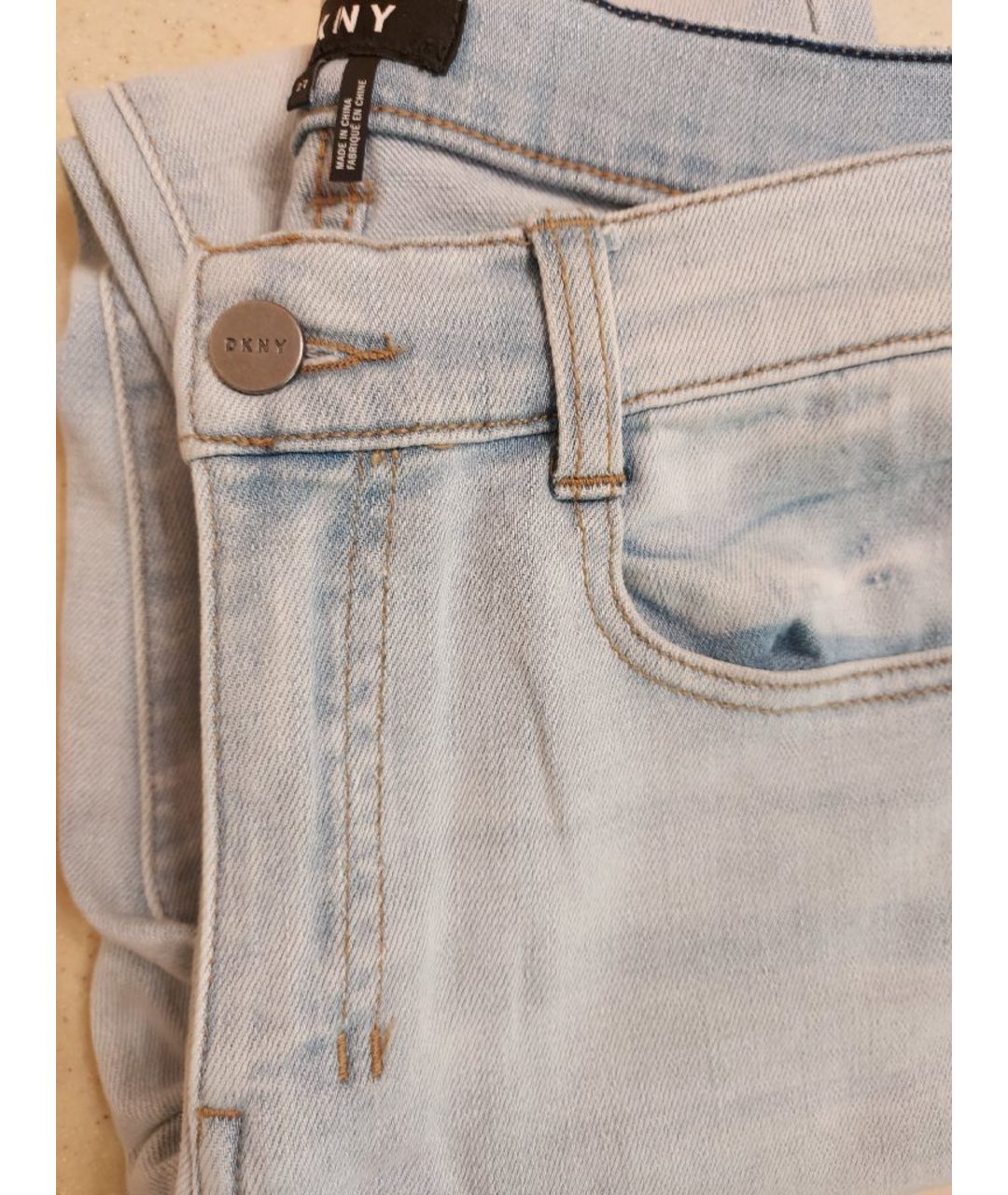DKNY Голубые хлопко-эластановые прямые джинсы, фото 8