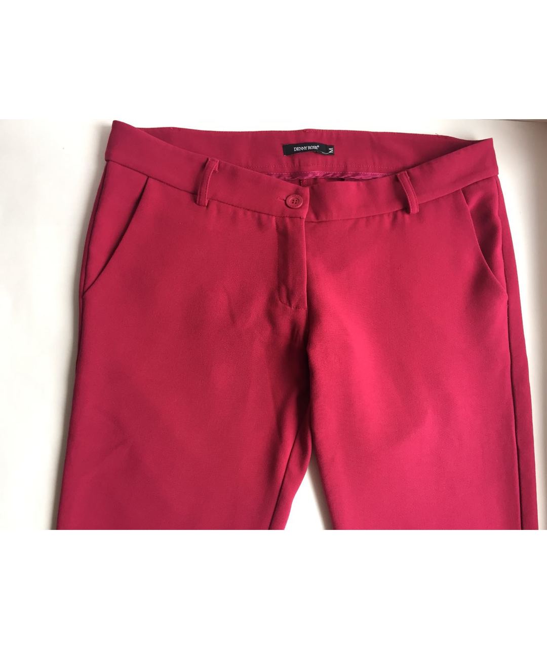 DENNY ROSE Бордовые полиэстеровые прямые брюки, фото 4