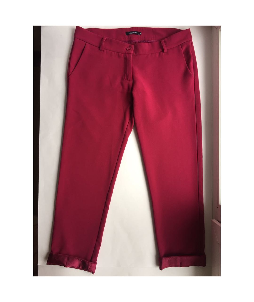 DENNY ROSE Бордовые полиэстеровые прямые брюки, фото 5