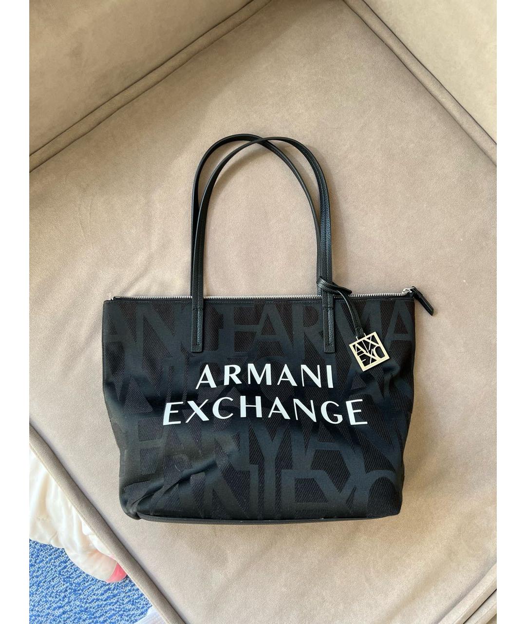 ARMANI EXCHANGE Черная тканевая сумка через плечо, фото 5