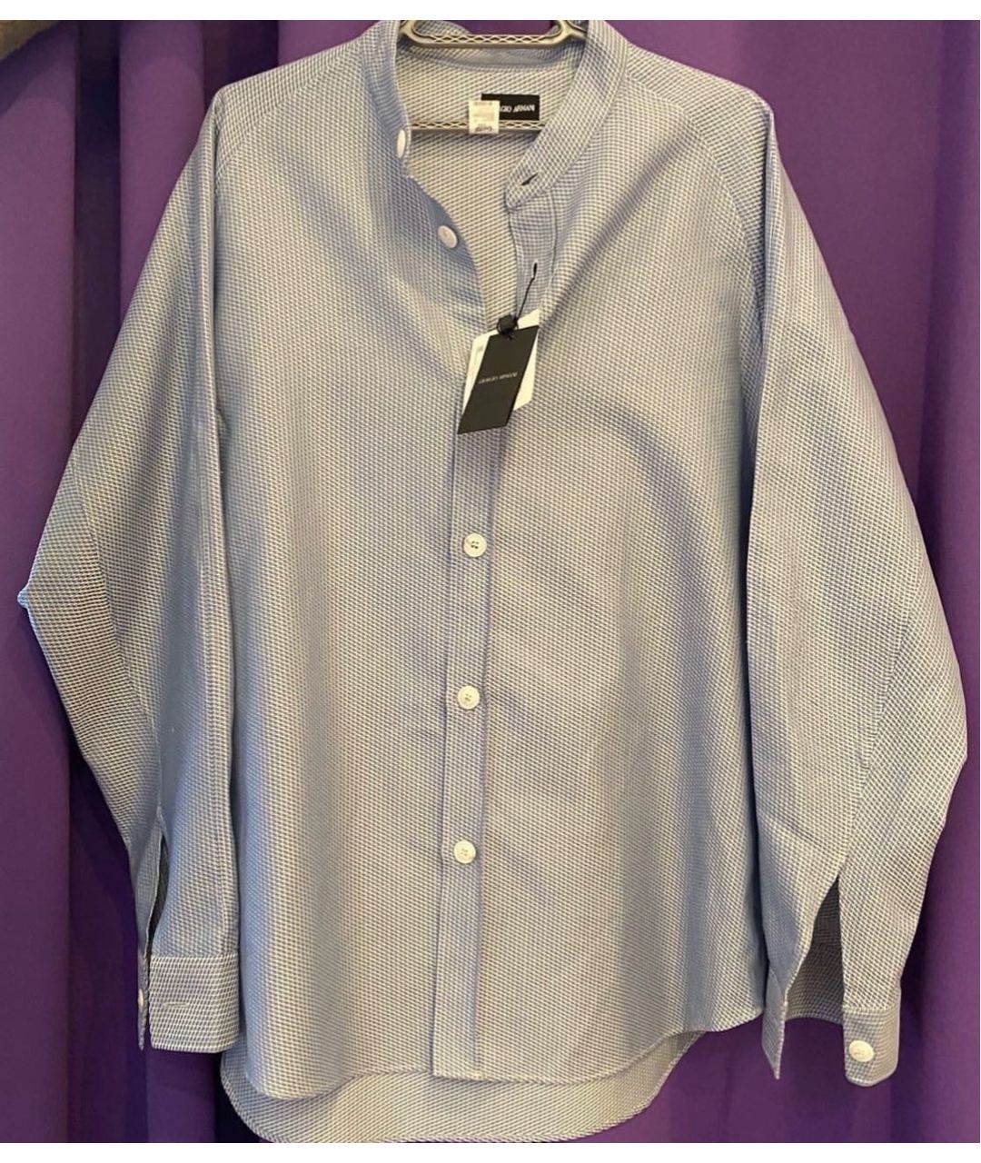 GIORGIO ARMANI Голубая хлопковая классическая рубашка, фото 5